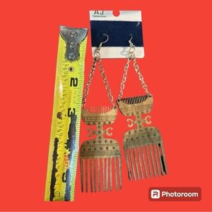 Afro Pick comb Wooden Afrocentric Earrings